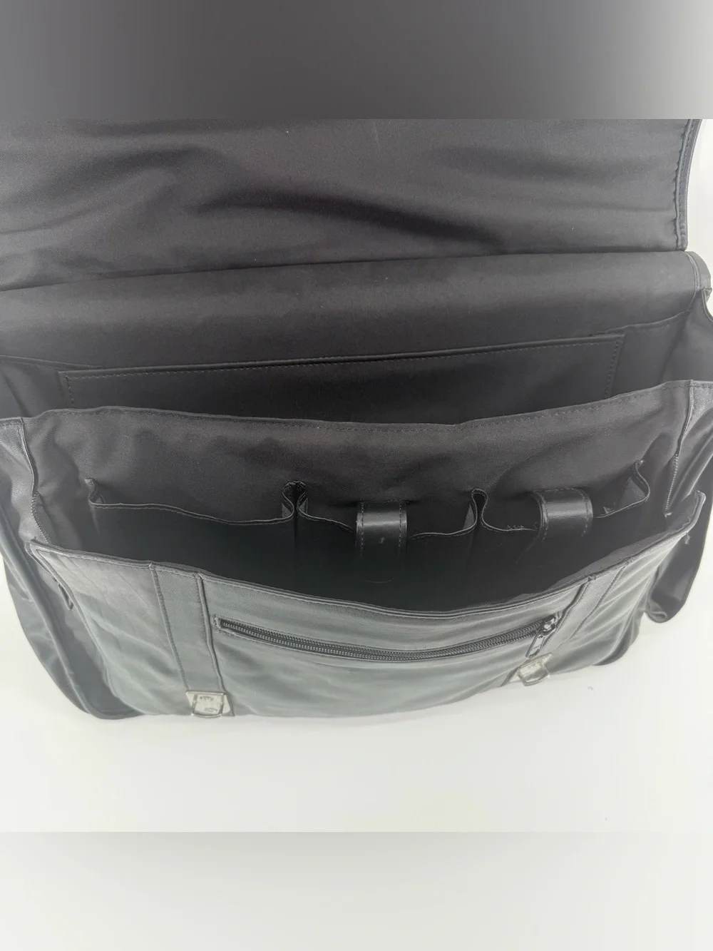 Vintage Basis Point Compusystem Black Leather Travel Briefcase Bag Messenger Bag